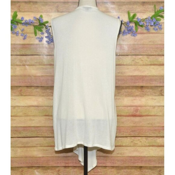 J. Jill Wearever Ivory Open Sleeveless Thin Knit Cardigan Sweater Size L - Picture 6 of 9